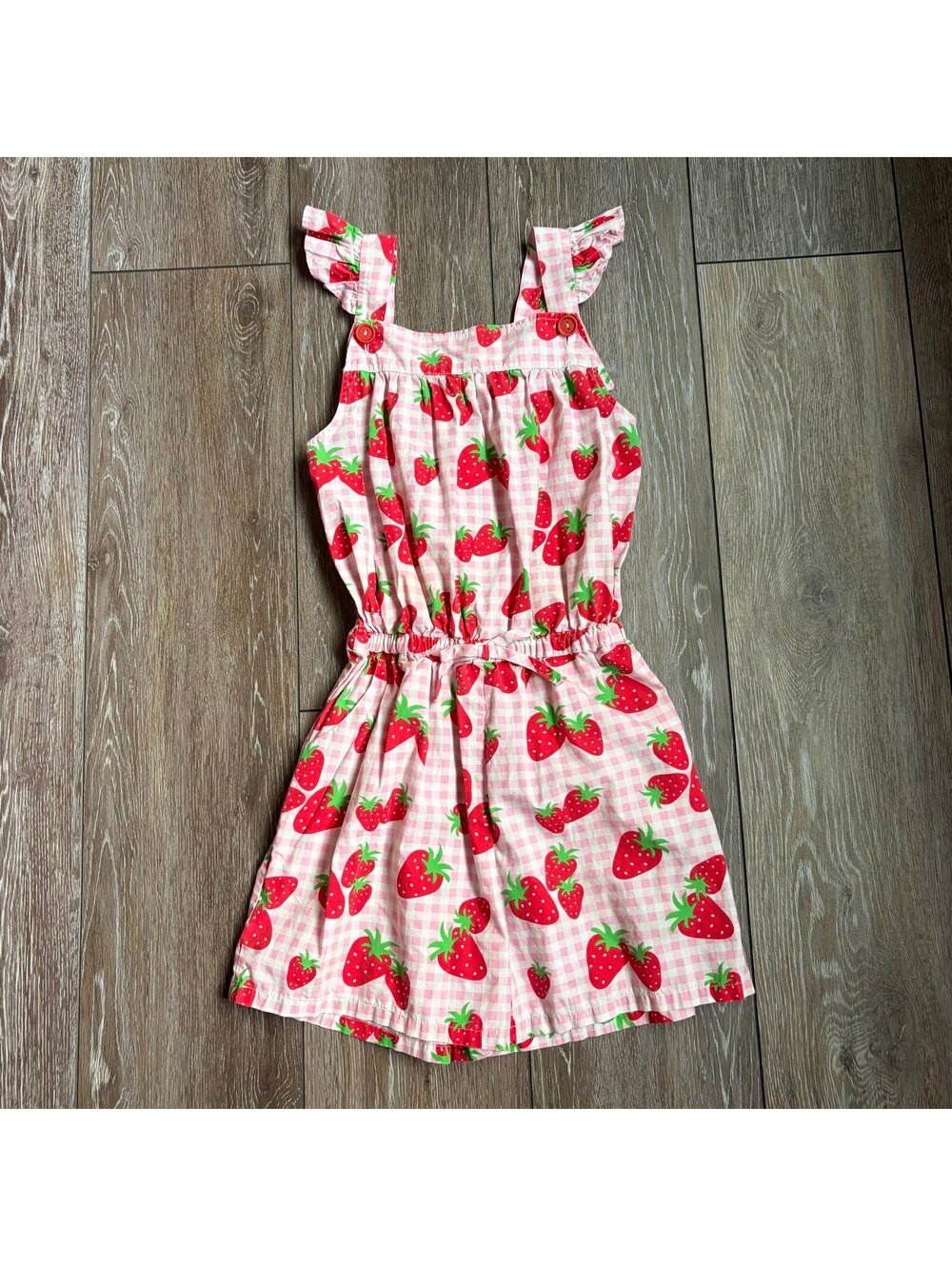 Eleanor Rose Strawberry Fields romper  8-10